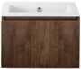BES LED Frozen 3D Badmeubelset 60 cm - Greeplijst in Kleur - Dark Oak - Keramische Wastafel Wit Zonder Kraangat