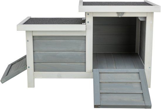 TRIXIE Natura Hok met 2 uitgangen, 70 x 43 x 45 cm, grijs/wit