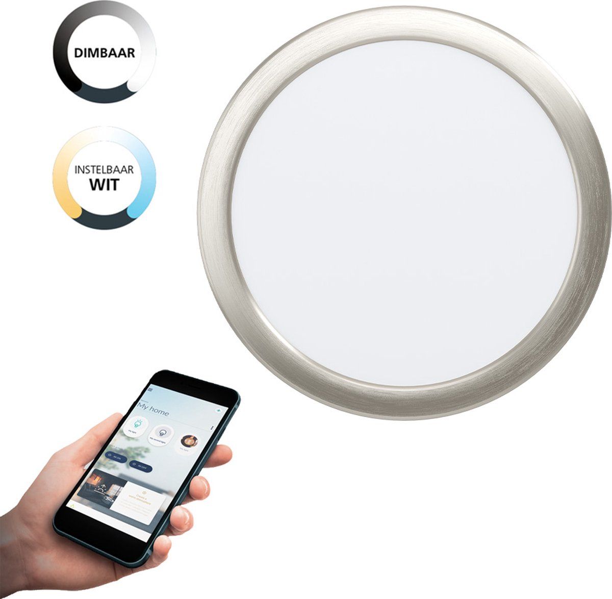 EGLO Connect Fueva-Z Smart Inbouwlamp - Ø 21,6 cm - Grijs/Wit - Instelbaar wit licht - Dimbaar - Zigbee