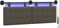 vidaXL - Hangend hoofdbord - Met LED-verlichting - Grijs - Kunstleer