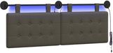 vidaXL - Hangend hoofdbord - Met LED-verlichting - Grijs - Kunstleer