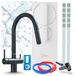 Robinet de cuisine Ari avec système de filtration d'eau Ari Slender Ro5, osmose inverse 400 GPD, laiton, cartouche en céramique, aérateur, robinet à deux poignées, finition noir mat