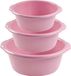 Forte Plastics Voordeelset multifunctionele kunststof ronde teiltjes oud roze in 3-formaten - 10-15-25 liter inhoud
