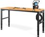 Kibus Banc de travail réglable, 135x46x97cm - Réglable en hauteur - Avec 2 prises - Jusqu'à 900kg - Bois dur - Hauteur 72 à 97 - Pieds en caoutchouc
