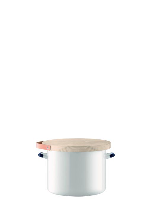 L.S.A. Utility Voorraadpot - Incl. Eikenhouten Deksel - Geëmailleerd Staal - Ø 31 x 25 cm - Wit