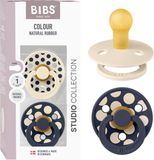 BIBS Colour Fopspeen - 0-6 mnd - 2-pack - Rond - Ivory/Deep Space