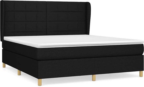vidaXL Boxspring met matras stof zwart 180x200 cm