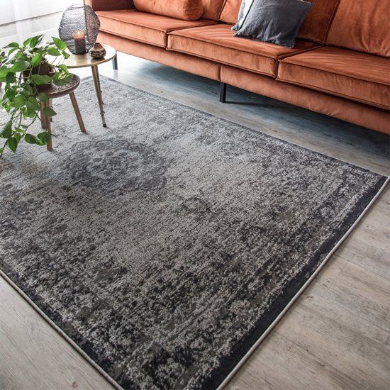 Joy de Vivre Vintage Vloerkleed Pixel - 80x150 cm Grijs | EAN: 7436915936920
