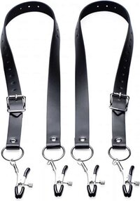 Master Series Spread Schaamlippen Spreider XL - Zwart - Metaal/Polyurethaan