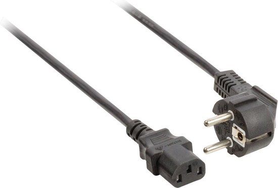 Valueline stroomkabel Schuko gehoekt - IEC-320-C13 2m - Zwart
