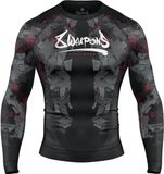 8 WEAPONS Rashguard L/S Hit 2.0 Zwart Rood - XXL