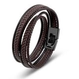 SERASAR Leren Armband Heren [Wrap] - Bruin 46cm