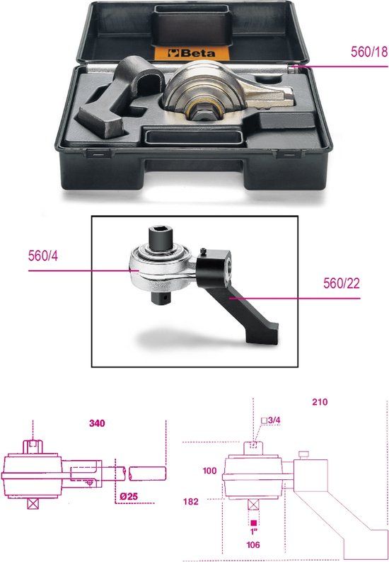 Beta Momentsleutel Versterker 5:1 met Steunarm 2700NM