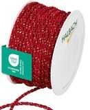 Halbach Seidenbänder Premium tweekleurig koord | breedte 4 mm lengte 25 m | made in Germany & Öko-Tex gecertificeerd | glinsterend satijnen koord van acetaat | kleur: rood/goud