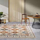 Villeroy & Boch Domenique Tapijt voor binnen en buiten, Oosters, plat weefsel, oosters design, klassiek, Oeko-Tex, weerbestendig en uv-bestendig, voor balkon, terras, tuin, crème, kleurrijk, 120 x 180