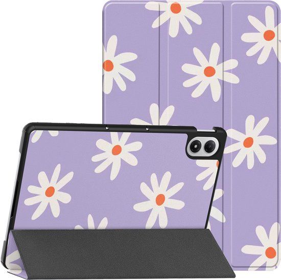 imoshion Tablet Hoes - Geschikt voor Xiaomi Redmi Pad 2 Pro/Xiaomi Poco Pad M1 - Design Trifold Bookcase - Kunstleer - Bloemen - Flower Distance