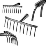 KADAX Tuinhark van staal, steenhark, hark zonder steel, robuuste rekenkop, hark, tuingereedschap (rechthoekig, 10 tanden)
