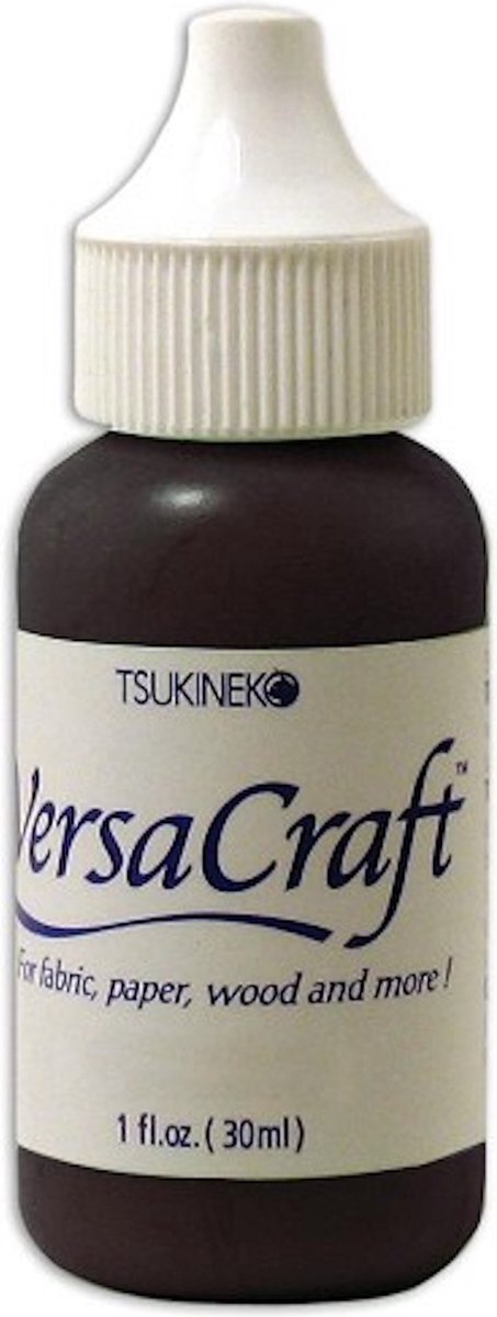 Tsukineko Versacraft 182 black refill - versa craft stempelinkt navul zwart 30 ml. - permanente inkt voor stof, papier, hout en meer