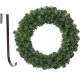 Couronne de Noël verte 35 cm plastique incl. support de porte en fer