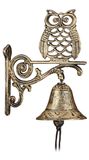 Omgoods - Sonnette en fonte en fer forgé avec hibou en or antique