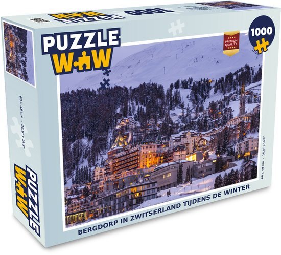 MuchoWow Puzzel Bergdorp in Zwitserland tijdens de winter - Legpuzzel - Puzzel 1000 stukjes volwassenen