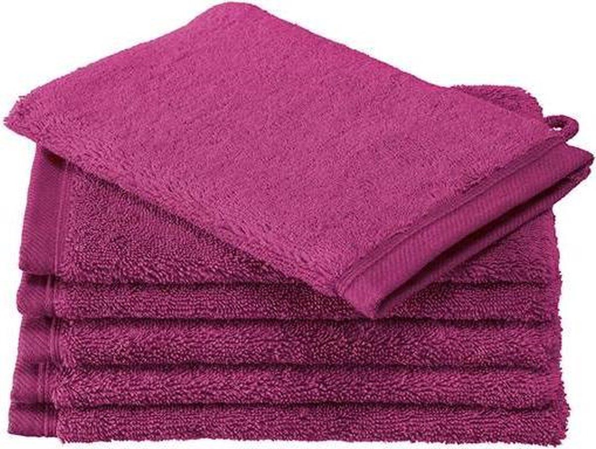 De Witte Lietaer Contessa Washandje - 16x22 cm - Set van 6 - Magenta - Katoen