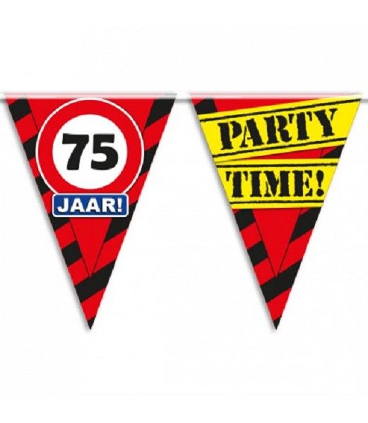 Paperdreams Party Vlaggen - 75 Jaar - Rood - 10 Meter