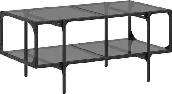 VidaXL Salontafel met zwart glazen blad 98,5x50x45 cm staal