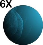 BWK Collections BWK Luxe Round Placemat Set - Blue Wave Design - 6 Pack - 40x40cm - Vinyl - Anti-Slip