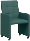 vidaXL Eetkamerstoelen met wielen 2 stuks Stof Donkergroen