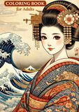 Hokusai Style Luxury Maiko Coloring Book for Adults