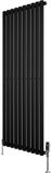MonsterShop Ovale radiator 1 kolom - 1600x600 mm - zwart - thermostaatkraan
