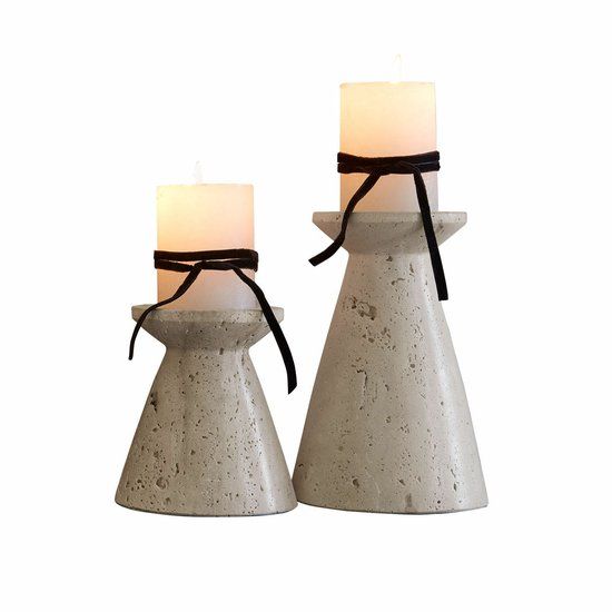 LOBERON Kaarsenhouder set van 2 Bazrahim beige