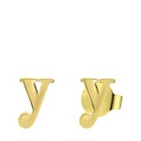 Lucardi Dames Plated oorbellen letter - Oorbellen - Cadeau - Staal - Goudkleurig