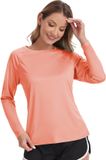 Meethoo Dames Rash Guard Zwemshirt met Lange Mouwen Oranje XL