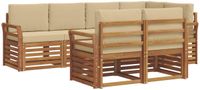 vidaXL - Buiten - bank - set - 7 - st - Natuurlijk - en - Beige - Polyester