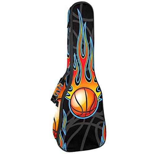 Mersov Concert Ukelele Rugzak, Heavy Duty Ukulele Case Bag met Opslag, Sopraan Concert Tenor Ukelele 10MM Gewatteerde BagBlack SheepsBasketball op Fire