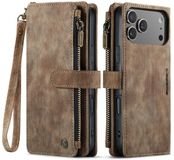 Caseme C30 Hoesje Geschikt voor Apple iPhone 17 Pro Max | Wallet Zipper Book Case met Pasjeshouder | Beschermhoes met Portemonnee | Bruin