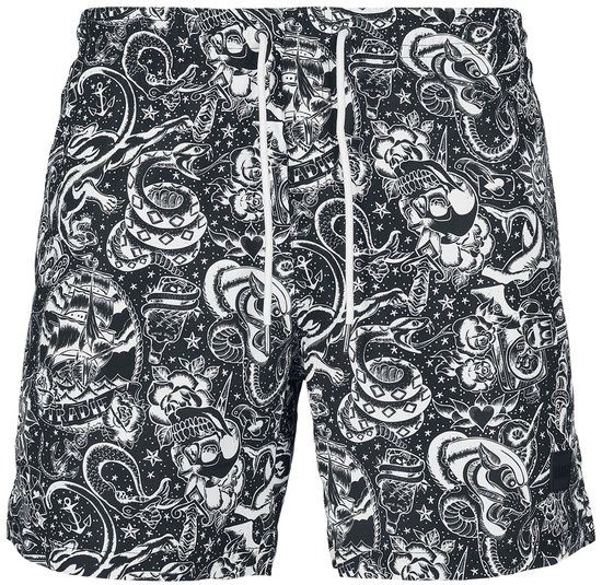 Urban Classics Tattoo AOP Swim Heren Zwembroek - zwart - XL