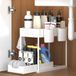 KOOSREEL Opslag onder de gootsteen, 2 niveaus, uittrekbare organizer onder de gootsteen, rek, lade, multifunctionele opbergmand voor badkamer, rek onder kast, vaatwasserrek, wit