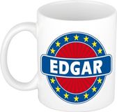 Bellatio Decorations - Edgar voornaam - koffiemok - beker - wit/blauw - 300 ml
