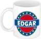 Bellatio Decorations - Edgar voornaam - koffiemok - beker - wit/blauw - 300 ml
