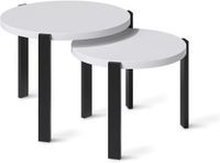 Vicco Salontafel set Norin, Wit/Zwart, 60 x 60 cm