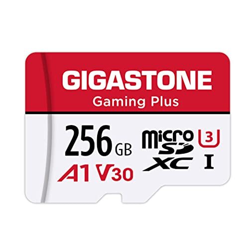 GIGASTONE 256GB micro SD geheugenkaart. Gaming Plus, SDXC UHS-I A1 U3 V30, 100/60 MB/slees- en schrijfsnelheid,, Full HD opname, geschikt voor Nintendo Switch, Compactcamera's, GoPro action cam, micro sd card