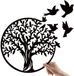 Ibenzoa® Unieke Metalen Wanddecoratie Levensboom met Vogels - Home Decor Zwart 49x49 cm