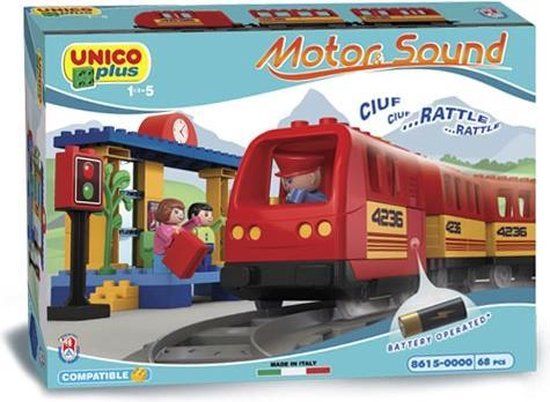 Unico Elektrische Trein met Geluid - Bouwplaats - 68 Onderdelen - 18+ Maanden