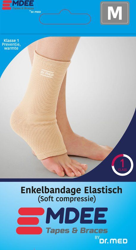 Emdee Enkelbandage Elastisch Soft Compressie M Beige