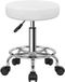 Tabouret de bureau à roulettes, tabouret de bar, réglable en hauteur, 49-64 cm, similicuir, blanc