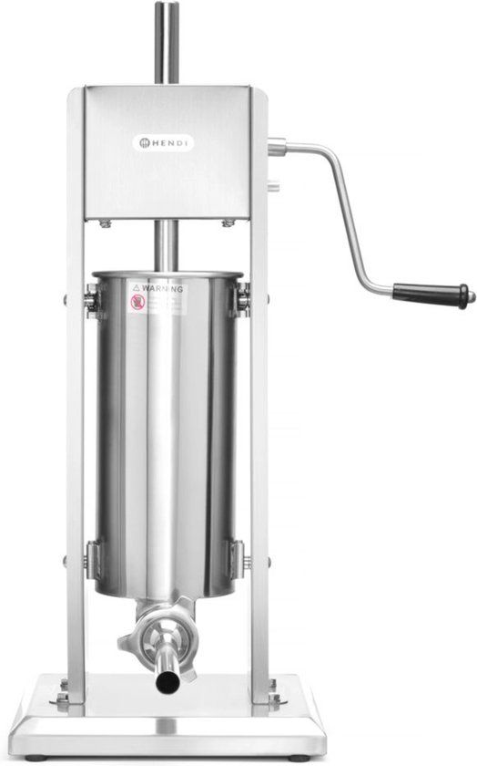 HENDI Worstenvulmachine Profi Line – 5L – Gelakt staal en roestvast staal – Inclusief 4 trechters