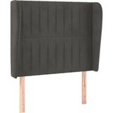 Tête de lit avec oreilles gris foncé 93x23x118/128 cm velours
